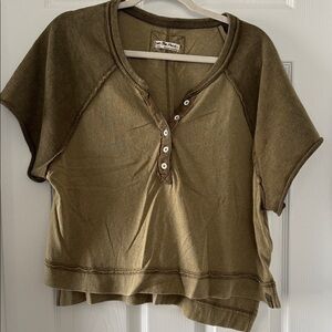We The Free Olive Knit Top